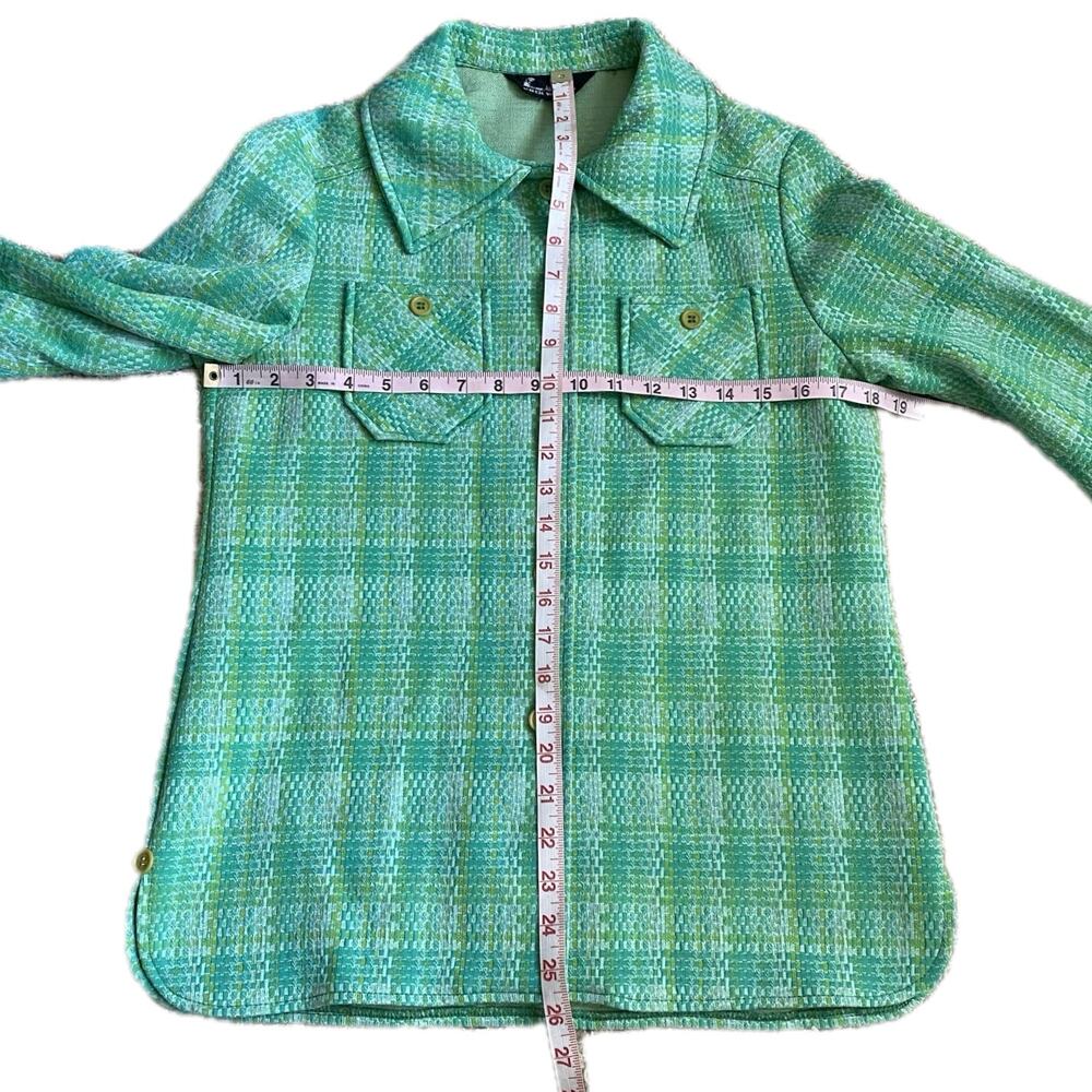 VTG 70s JACK WINTER Plaid Tweed Button Down Shirt Jacket Shacket Womens S / M‎ - Picture 9 of 10